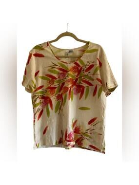 Winter Sun women’s size M short sleeve cotton floral print blouse top
